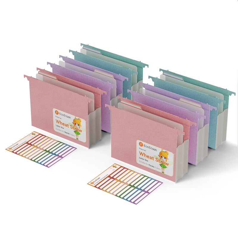EcoStash Extra Capacity Hanging File Folders 315 Reinforced Wheat Straw Expanding Hanging Folder Letter Size Heavy Duty for Filing Cabinets File Organizer for Office Home6 Packs - Image 2
