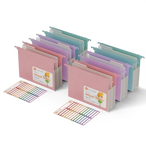 EcoStash Extra Capacity Hanging File Folders 315 Reinforced Wheat Straw Expanding Hanging Folder Letter Size Heavy Duty for Filing Cabinets File Organizer for Office Home6 Packs - Image 1