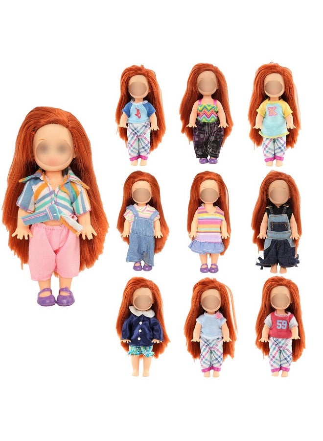 باروا 6 قطع ملابس دمى مقاس 4 بوصات فساتين عصرية تناسب دمية مقاس 4 بوصات دمية مقاس 5 بوصات - Image 1