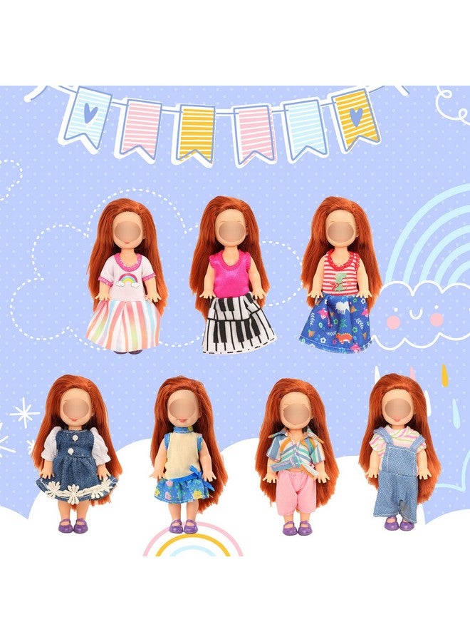 باروا 6 قطع ملابس دمى مقاس 4 بوصات فساتين عصرية تناسب دمية مقاس 4 بوصات دمية مقاس 5 بوصات - Image 2