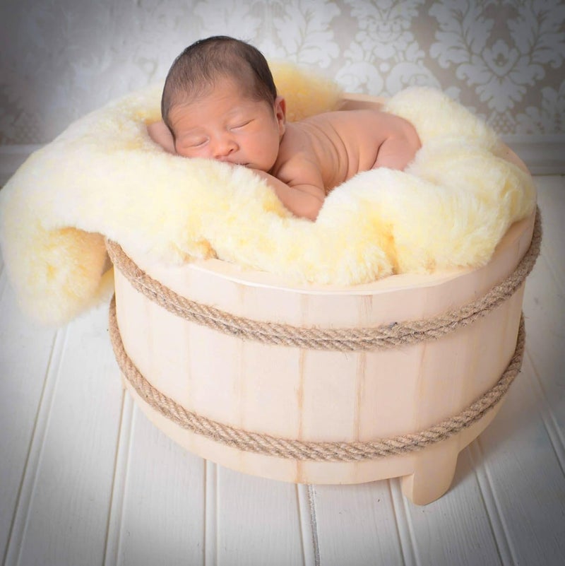HUAHOO Premium Baby Sheepskin Rug Babycare Nursery Rug 100% Natural Lambskin Blanket Short-Shorn Wool Sleep Pad Medical Sheepskin Hospital Bed Mattress Topper (Beige, Single Pelt 2.5ft x 3.5ft) - Image 3