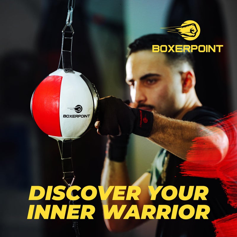 Boxerpoint Double End Bag for Boxing – Premium Punching Bag for Adults – Durable PU Leather Material & Adjustable Cords – Double End Bag Boxing Equipment for Training at Home & Gym (Sphere) - Image 2