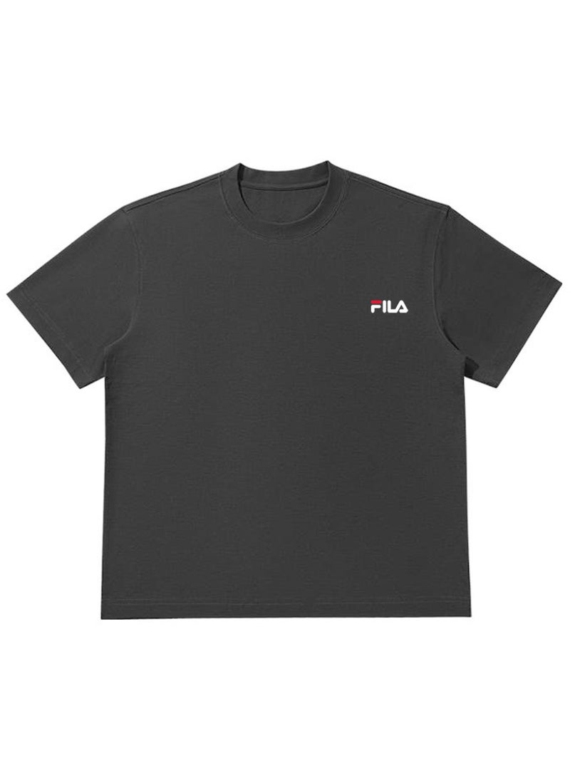 FILA classic round neck short sleeve loose shoulder cotton unisex T-shirt casual Joker top - Image 3