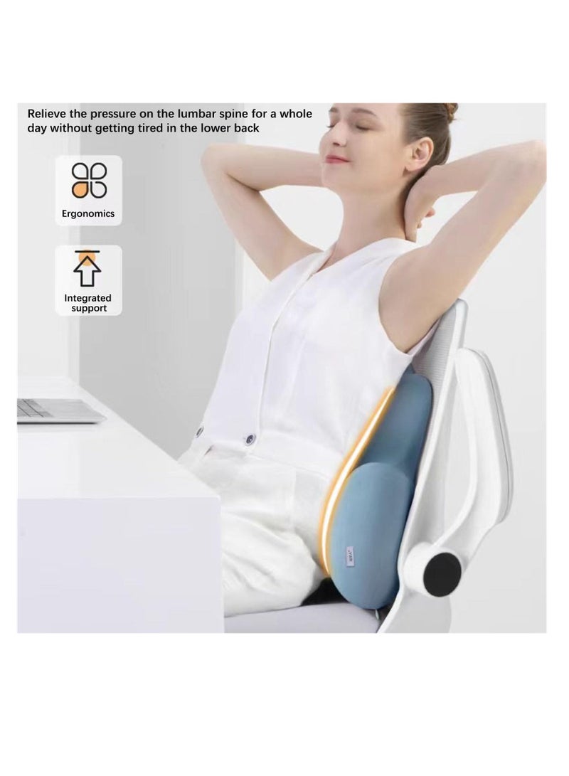 SYOSI Lumbar Support Pillow For Office Chair, Back Support Pillow For Car, Computer, Gaming Chair, Recliner Memory Foam Back Cushion For Pain Relief Improve Posture, Ergonomic Back Cushion (Light Blue) - Image 3
