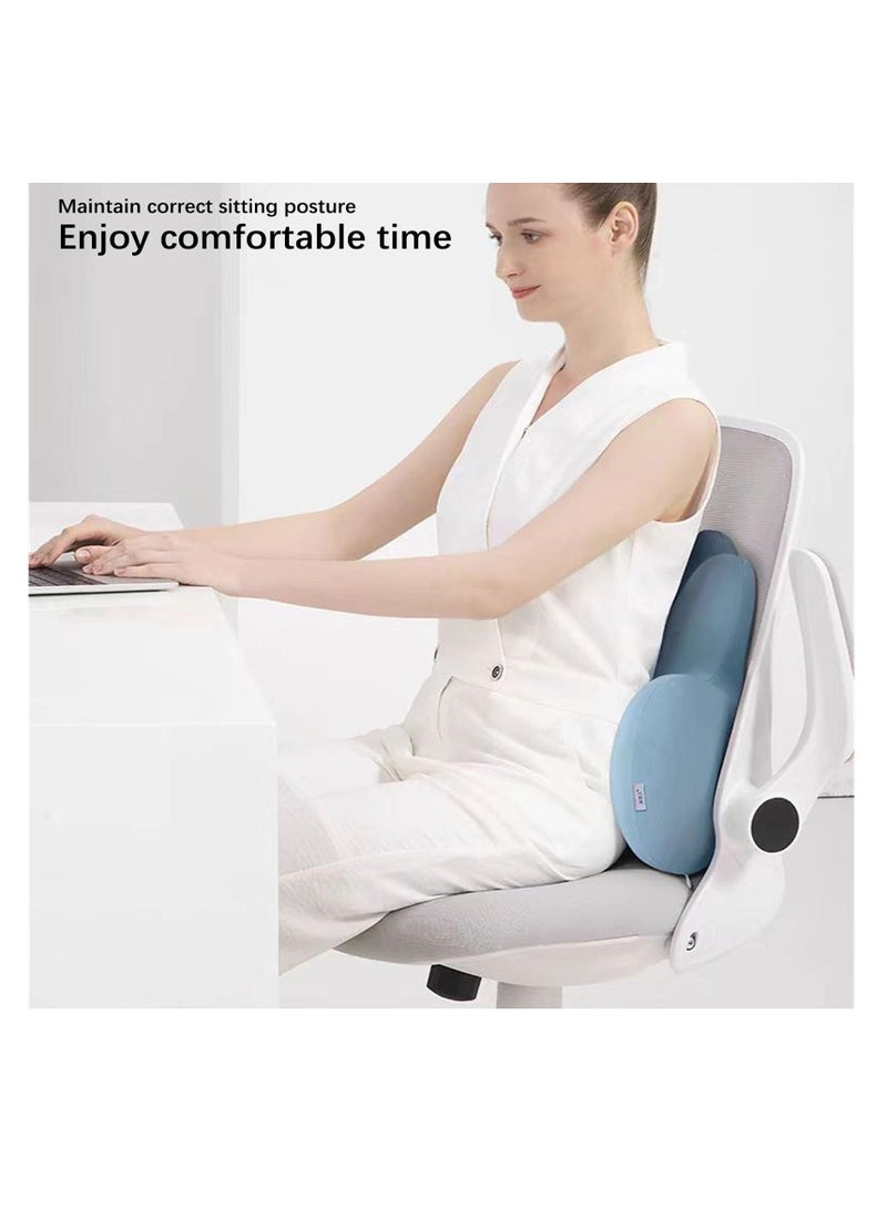 SYOSI Lumbar Support Pillow For Office Chair, Back Support Pillow For Car, Computer, Gaming Chair, Recliner Memory Foam Back Cushion For Pain Relief Improve Posture, Ergonomic Back Cushion (Light Blue) - Image 2