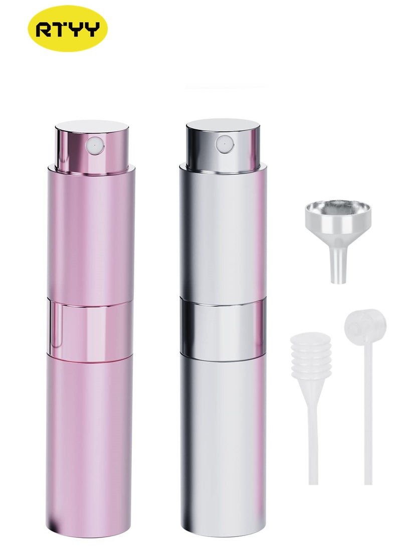 RTYY 2 قطعة بخاخ عطر صغير محمول، بخاخات عطر 8 مل قابلة لإعادة التعبئة زجاجات بخاخ عطر للسفر مع قمع ومضخة إعادة تعبئة للسفر والعطلات - Image 1