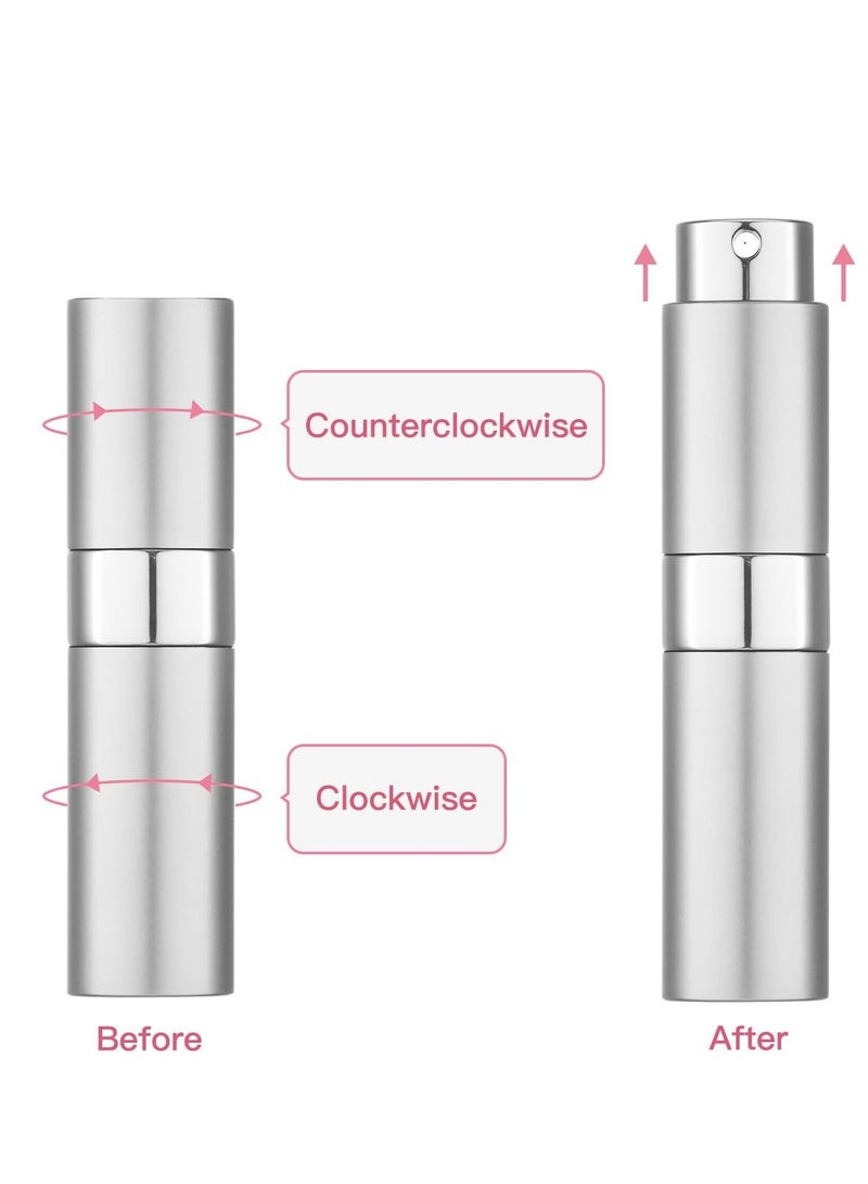 RTYY 2 قطعة بخاخ عطر صغير محمول، بخاخات عطر 8 مل قابلة لإعادة التعبئة زجاجات بخاخ عطر للسفر مع قمع ومضخة إعادة تعبئة للسفر والعطلات - Image 4