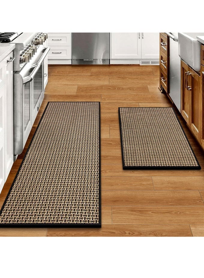 KITCHEN RUGS AND MATS NON SKID WASHABLE SET OF 2 PCS, ABSORBENT RUNNER RUGS FOR KITCHEN, FRONT OF SINK, KITCHEN MATS FOR FLOOR, 120CMX44CM AND 75CMX44