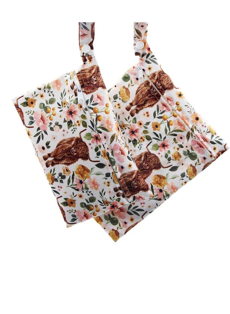 Excefore 2 Pcs Waterproof Wet Dry Bags For Baby, for Baby Diapers And Breast Pump Parts, Waterproof Reusable Wet Bag With Handle, Beach Pool Gym Bag Stroller Yoga Toiletries Organizer, 7.9"*9.8" Or 5.9"*8.9" - Image 3