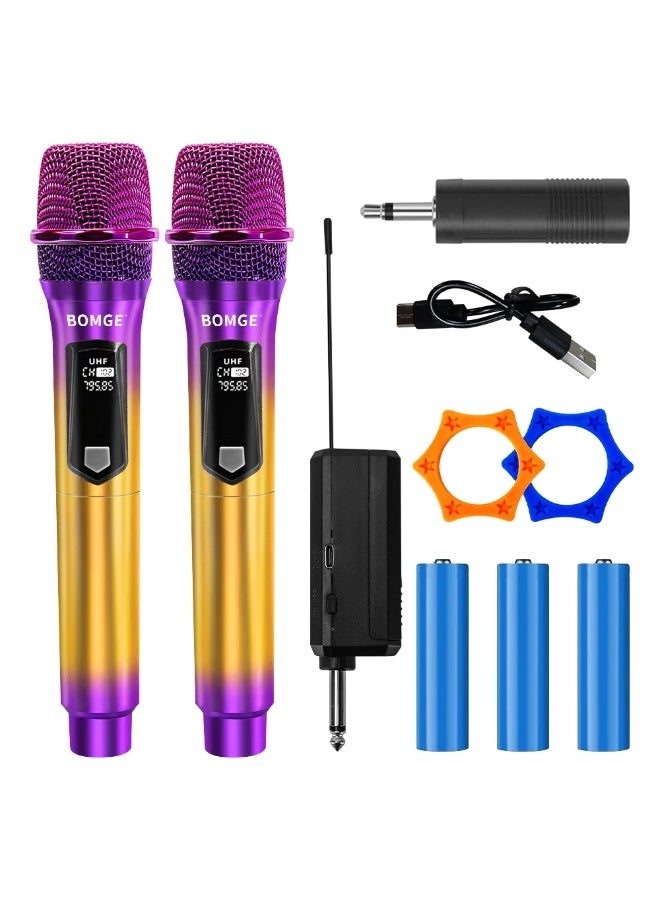 BOMGE 108 UHF Wireless Handheld Microphone System 2 Pack with Receiver for Conferences Speeches and Karaoke - Image 1