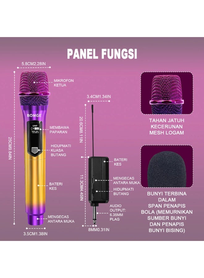 BOMGE 108 UHF Wireless Handheld Microphone System 2 Pack with Receiver for Conferences Speeches and Karaoke - Image 4