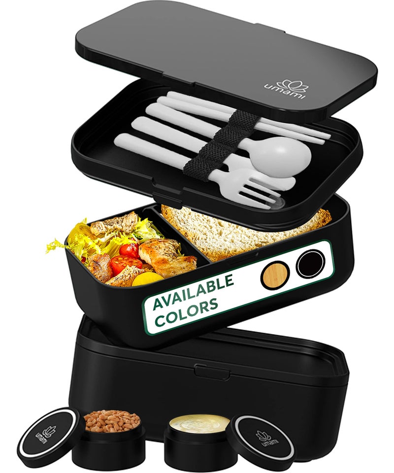 Umami Bento Lunch Box for Adults 68 oz Cute MicrowaveSafe LeakProof AllinOne Meal Container Portion Control Dishwasher Safe
