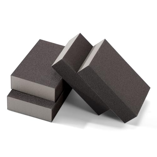 POLIWELL Extra Fine (400 Grit) Manual Sanding Sponge Sheet Kitchen Polishing Grinding Abrasive Sponge Block 4-Inch, 4-Pack - Image 1