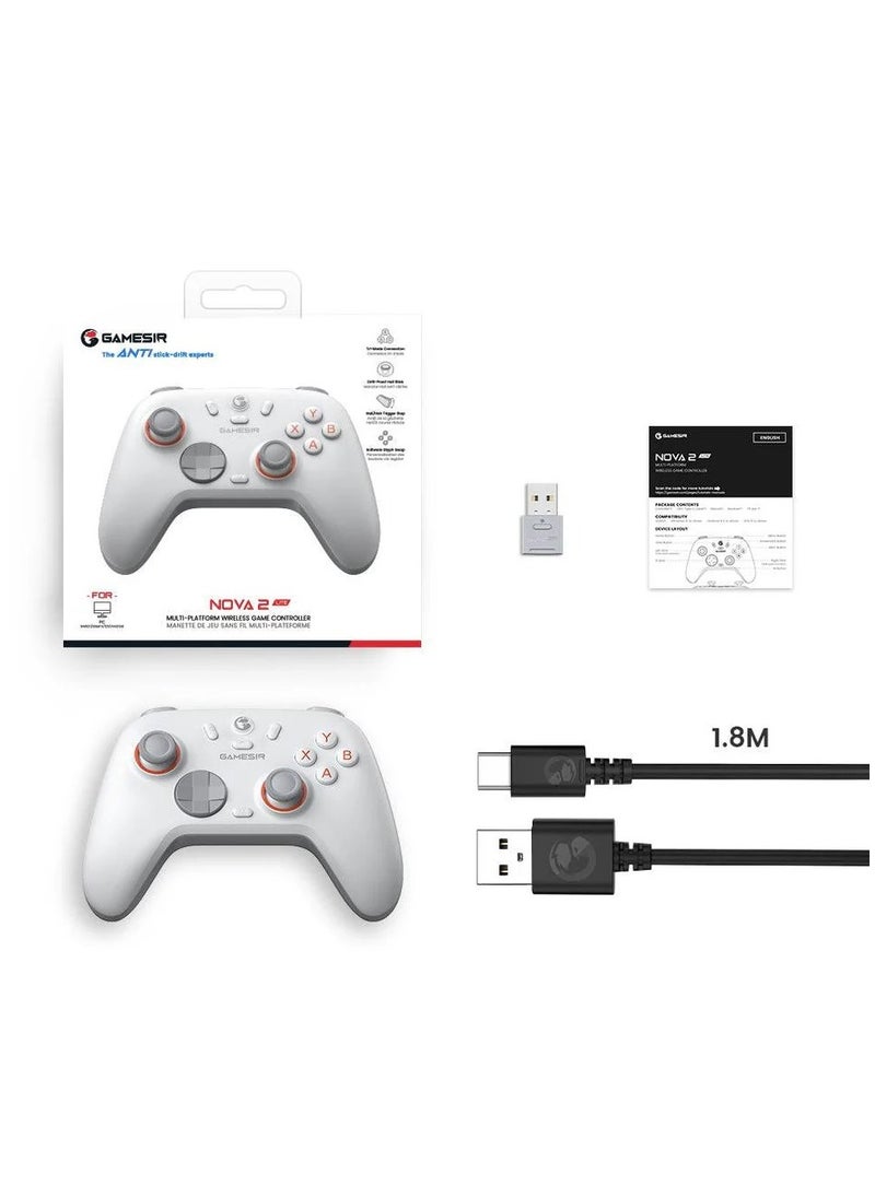 Classic Gamepad GameSir Nova 2 Lite 2.4G Receiver Wireless PC Controller with Hall Effect Joysticks & Triggers, 2.4G & Wired 1000Hz Polling Rate, Remappable Buttons-Compatible with PC/Switch/Steam/Android/ iOS with Charging Dock