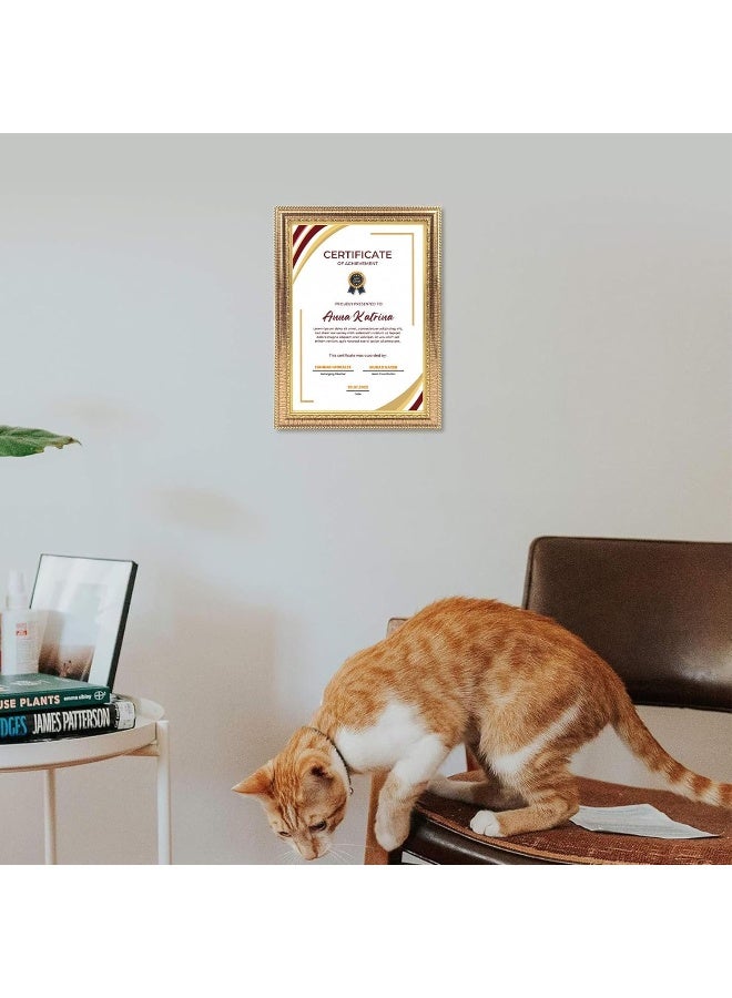 Decorhills DECORHILLS FRAMES & DECOR A4 Classic Design Certificate – Wall Mount Tabletop Display, Gold, size 25.5x34.2cm Pack of 2  - Image 2