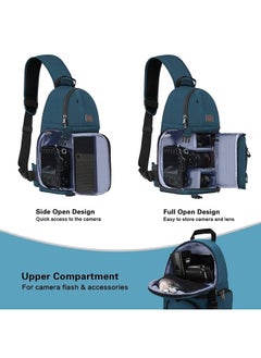 Camera Sling Bag, DSLR/SLR/Mirrorless Camera Case Shockproof Photography Camera Backpack with Tripod Holder & Removable Modular Inserts Compatible with Canon/Nikon/Sony/Fuji, Deep Teal