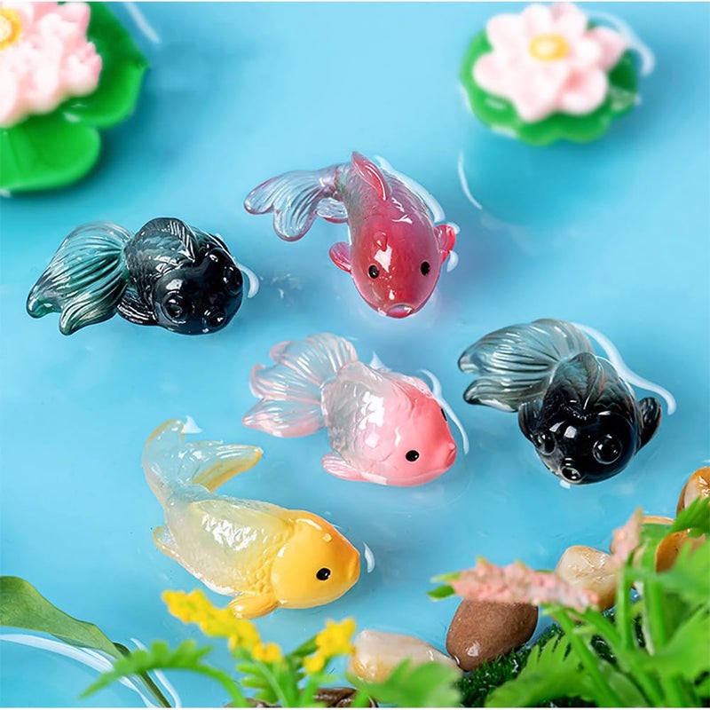 MAOMIA 40 Pcs Miniature Koi Fish Figurines Resin Koifish Tank Decoration Fairy Garden Mini Goldfish Micro Landscape Decor Ornament - Image 1