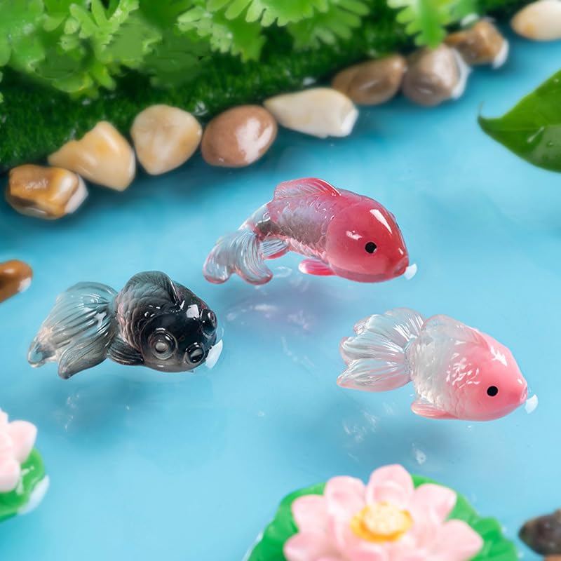 MAOMIA 40 Pcs Miniature Koi Fish Figurines Resin Koifish Tank Decoration Fairy Garden Mini Goldfish Micro Landscape Decor Ornament - Image 4