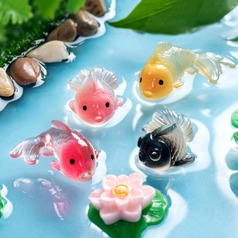 MAOMIA 40 Pcs Miniature Koi Fish Figurines Resin Koifish Tank Decoration Fairy Garden Mini Goldfish Micro Landscape Decor Ornament - Image 3