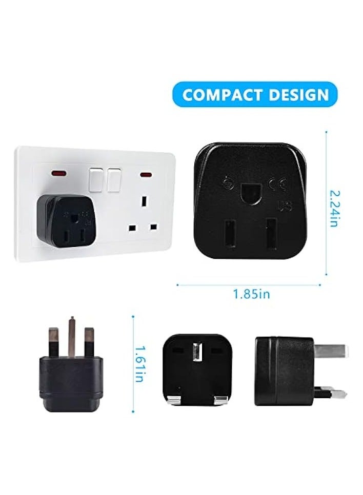 erorex Plug Adapter, 2 Pack Black: USA to UK Adapter, American Canada Mexico Japan to British Grounded Converter Travel Adaptor  - Image 2