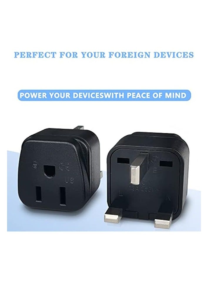erorex Plug Adapter, 2 Pack Black: USA to UK Adapter, American Canada Mexico Japan to British Grounded Converter Travel Adaptor  - Image 3