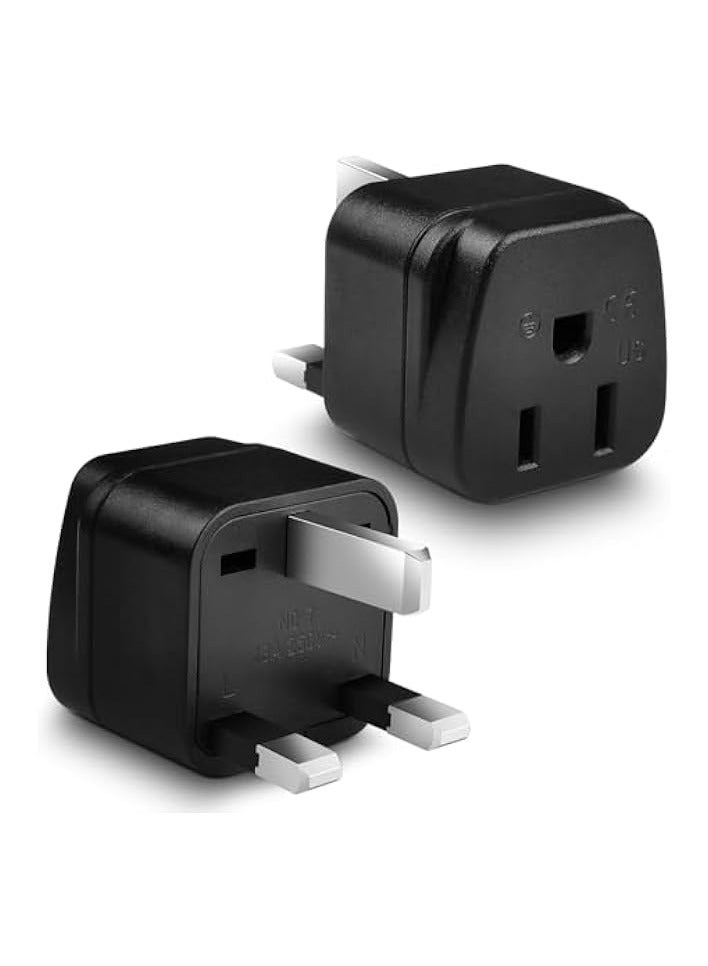 erorex Plug Adapter, 2 Pack Black: USA to UK Adapter, American Canada Mexico Japan to British Grounded Converter Travel Adaptor  - Image 1