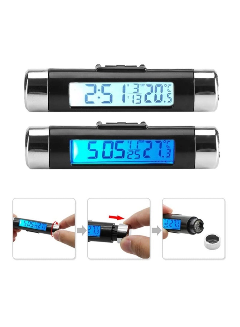 Car Temperature Clock Clip-on Car Thermometer Auto Dashboard Digital Clocks Vehicle Temperature Gauge with Backlight and LCD Display for Truck Car (Blue Backlight) - Image 4