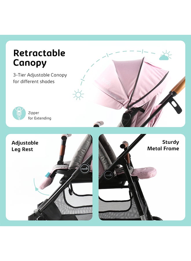 Moon Revo 360 Rotating Stroller, Pink - Image 4