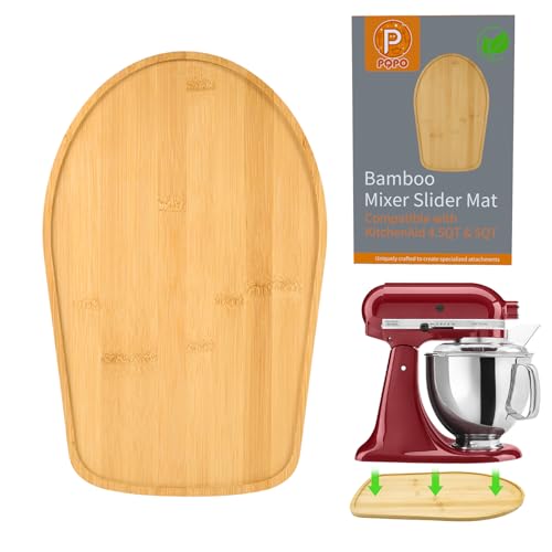 PQPO Bamboo Mixer Slider Compatible with KitchenAid 4.5-5 Quart Tilt-Head Stand Mixer, Mixer Moving Tray Attachments Kitchen Countertop Storage Accessories - Image 1