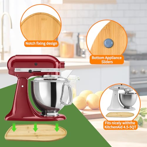 PQPO Bamboo Mixer Slider Compatible with KitchenAid 4.5-5 Quart Tilt-Head Stand Mixer, Mixer Moving Tray Attachments Kitchen Countertop Storage Accessories - Image 4