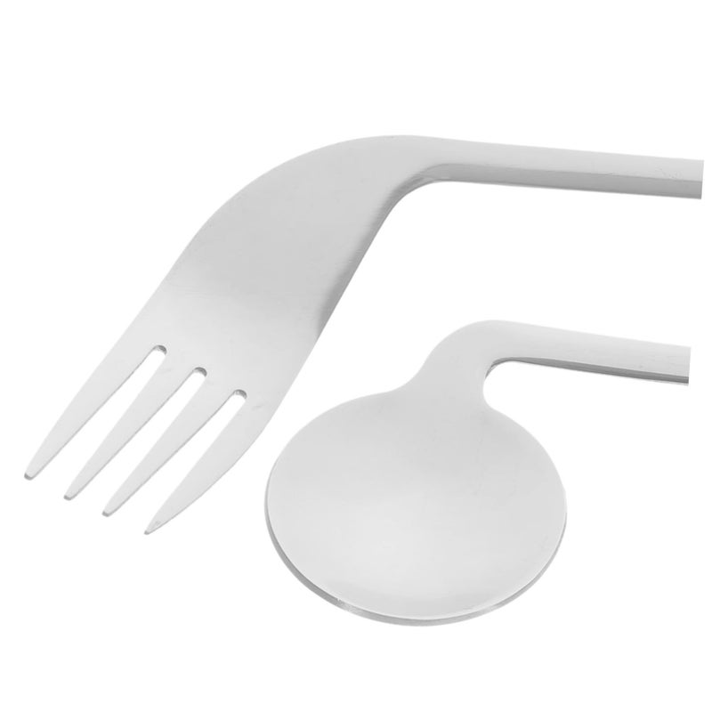 Stainless Steel Curved Fork Spoon for Right Handed Elderly Non Slip Grip - Image 4