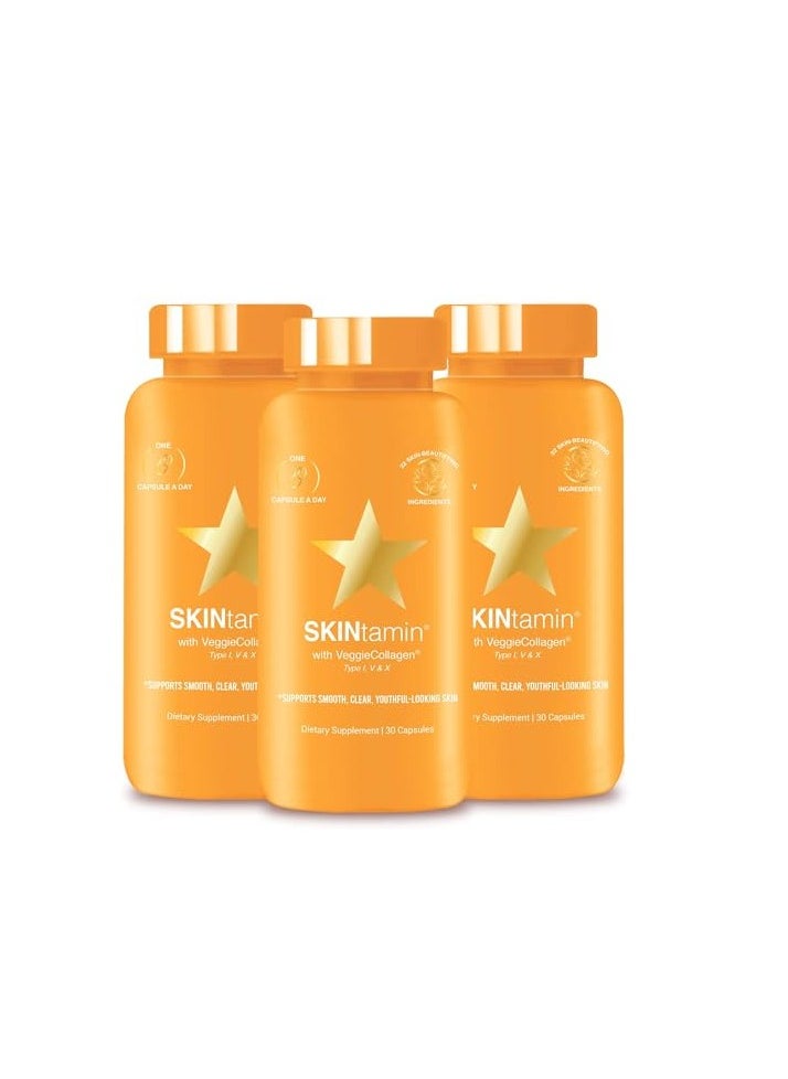 SKIN - Skintamin Vegetarian Collagen Pills Best Vegan Collagen Supplements Skin Supplement Formulated To Help Reduce Blemishes 3 Pack - Image 1