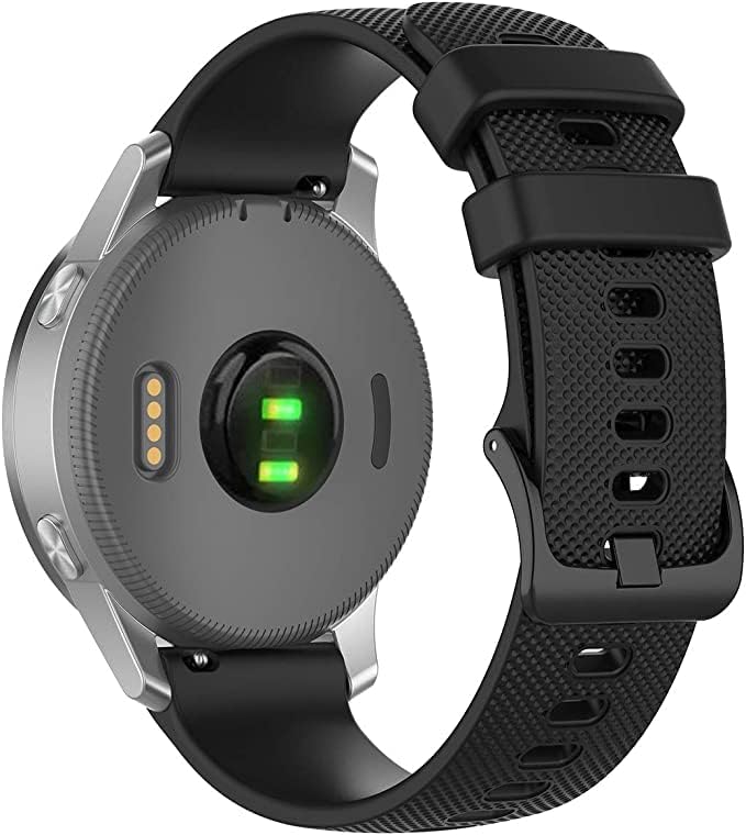 VEROX Silicone 20MM Watch Straps Compatible with Samsung Galaxy Watch 4/5, Amazfit GST2 Mini, GTS/2/2e, Bip U/Pro/Lite, Bip S (Black) - Image 2