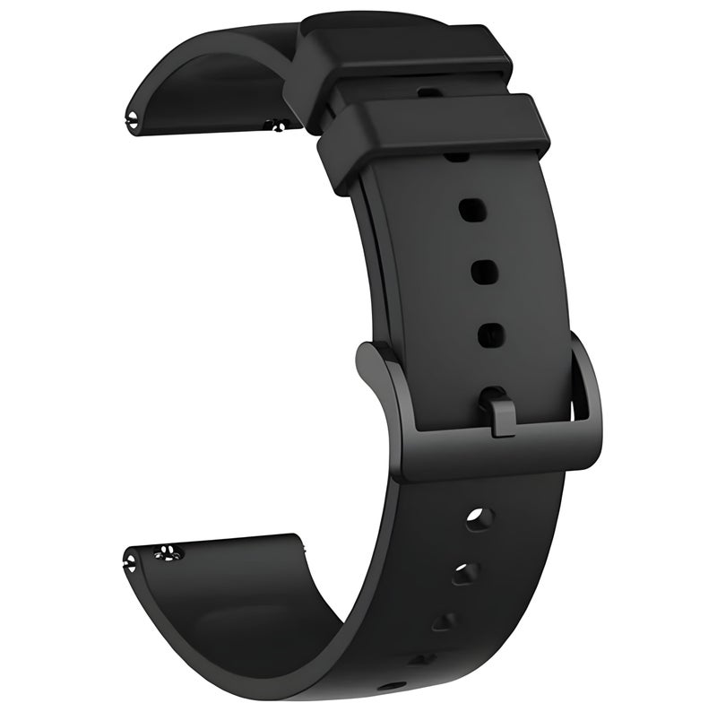VEROX Silicone 20MM Watch Straps Compatible with Samsung Galaxy Watch 4/5, Amazfit GST2 Mini, GTS/2/2e, Bip U/Pro/Lite, Bip S (Black) - Image 1