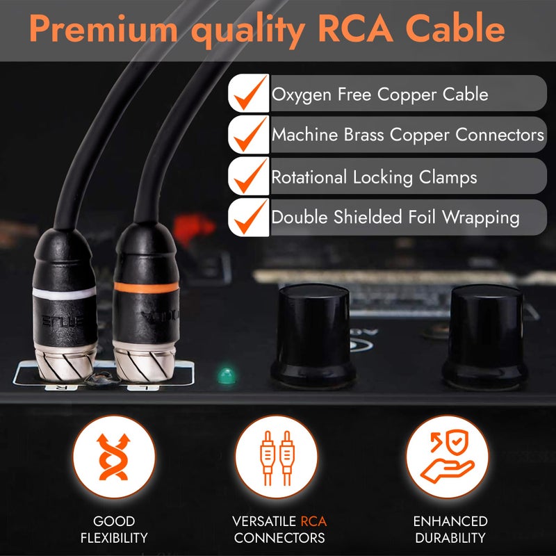 Elite Audio Premium Series 12ft. 2-Channel Car Audio RCA Cable – Double Shielded, Oxygen Free Copper, Noise Reducing Audio Cable for Amplifiers, Subwoofers, Speakers, and Processors – PRM12 - Image 4