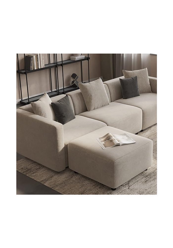 AROMA HOMES Luxury L-Shaped Modular Sectional Sofa – Contemporary Reversible Couch with Chaise Lounge for Modern Living Room (Beige) - Image 4