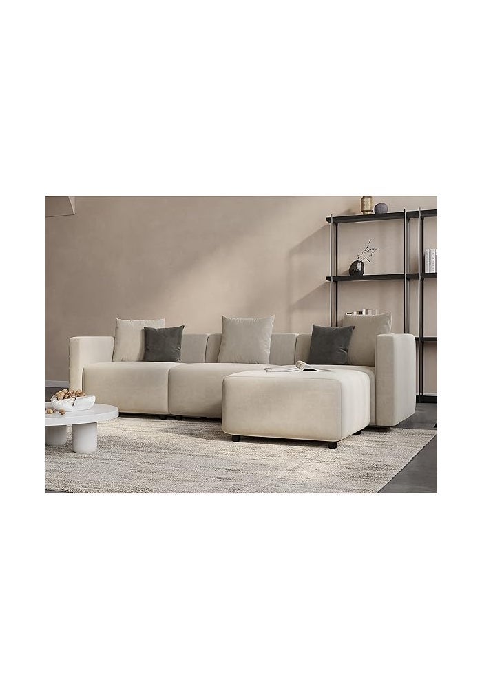 AROMA HOMES Luxury L-Shaped Modular Sectional Sofa – Contemporary Reversible Couch with Chaise Lounge for Modern Living Room (Beige) - Image 3