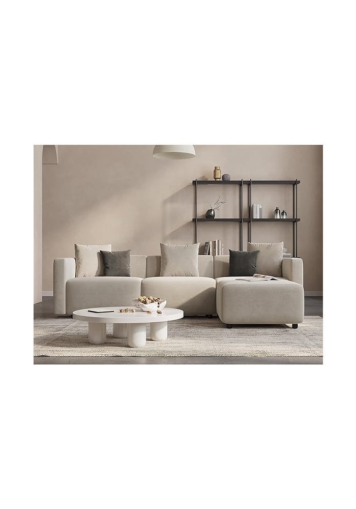 AROMA HOMES Luxury L-Shaped Modular Sectional Sofa – Contemporary Reversible Couch with Chaise Lounge for Modern Living Room (Beige) - Image 1