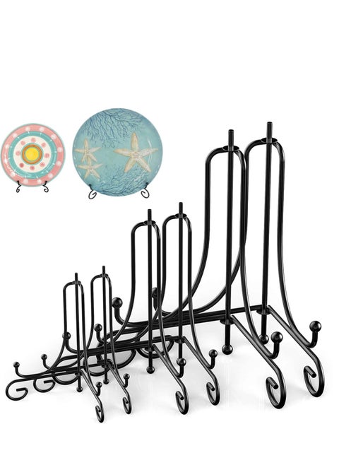 Iron Display Stand Black Plate Photo Holder for Displaying Frame Decorative Plates Tablets and Arts 6 PCS