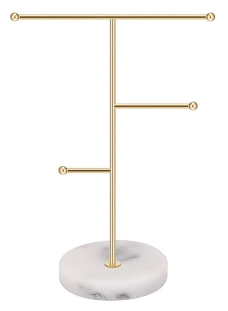 KASTWAVE Jewelry Necklace Display Holder T-Bar Jewelry Organizer Stand Plated Metal Tabletop Jewelry Organizer Tower for Hanging Pendant Earring Bracelet Rings Keys Watches Accessories - Image 1