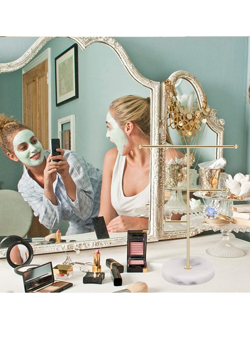 KASTWAVE Jewelry Necklace Display Holder T-Bar Jewelry Organizer Stand Plated Metal Tabletop Jewelry Organizer Tower for Hanging Pendant Earring Bracelet Rings Keys Watches Accessories - Image 5