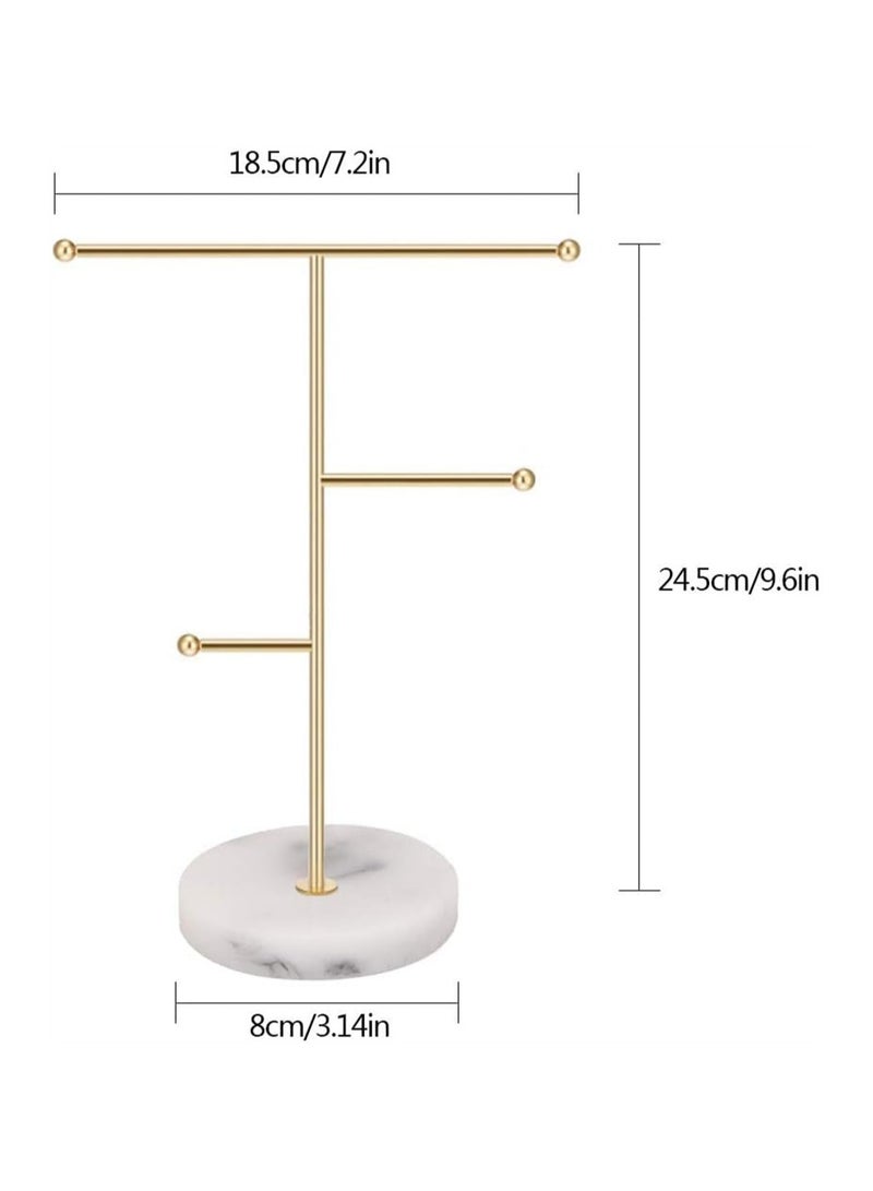 KASTWAVE Jewelry Necklace Display Holder T-Bar Jewelry Organizer Stand Plated Metal Tabletop Jewelry Organizer Tower for Hanging Pendant Earring Bracelet Rings Keys Watches Accessories - Image 4