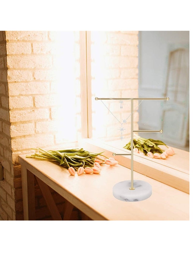 KASTWAVE Jewelry Necklace Display Holder T-Bar Jewelry Organizer Stand Plated Metal Tabletop Jewelry Organizer Tower for Hanging Pendant Earring Bracelet Rings Keys Watches Accessories - Image 3