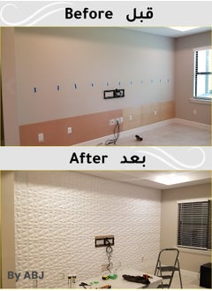 ABJ 12 pcs 3D Wall Panels, White, 3D Wall Decor Wallpaper, Diamond Decorative Wall Cover – Premium, Fire Resistant, Waterproof PVC Panels for Modern Home Decor,12 Pack, DIY, Adhesive Tape, 30x30cm Each  - Image 5