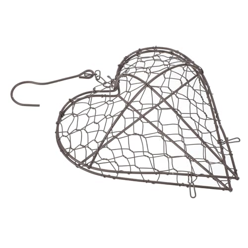 HANABASS 2 Pcs Floral Cage Floral Chicken Wire for Arrangements Wire Wreath Frame Hanger Heart Shape Succulent Planter Hanging Air Plant Holder for Home Garden Decor(No Plants) - Image 3
