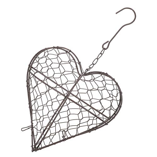 HANABASS 2 Pcs Floral Cage Floral Chicken Wire for Arrangements Wire Wreath Frame Hanger Heart Shape Succulent Planter Hanging Air Plant Holder for Home Garden Decor(No Plants) - Image 4