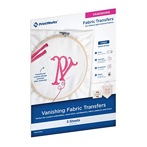 PrintWorks Water Soluble Embroidery Paper 8.5" x 11" - 5 Sheets - Made in The USA - Dissolvable Inkjet Printable Embroidery Transfer Paper - Stitch Patterns by Hand or with a Machine (00536) - Image 3