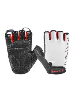 Burnlab Flex Gym Gloves for Men and Women - Ideal for Weightlifting, Cycling, Crossfit, Offers Good Grip and Soft Padding (Large , White)