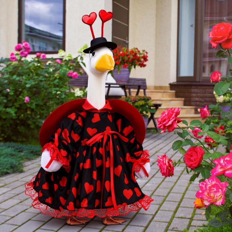 SilTriangle Valentines Love Bug Goose Outfit Red Heart Goose Costume for Porch Geese for Yard Lawn Outdoor Garden Patio(17 Inch) - Image 3