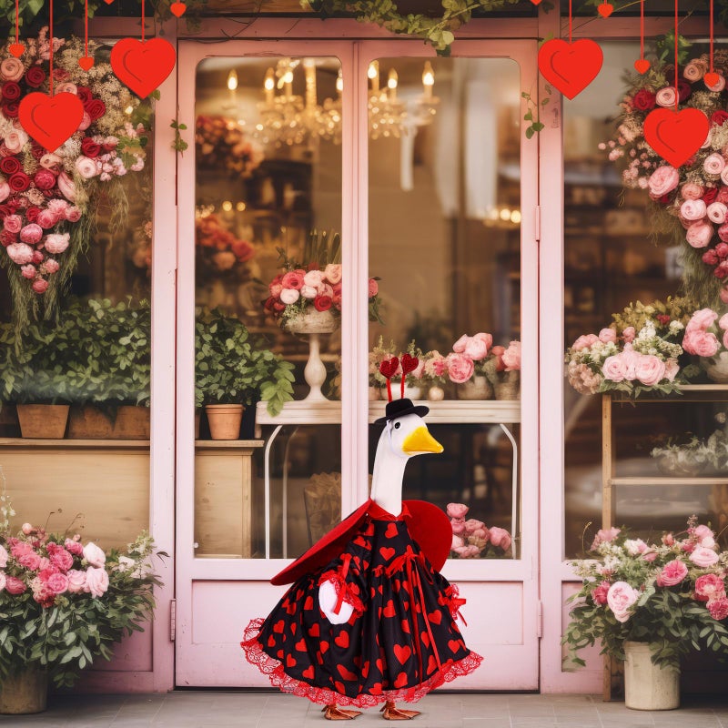 SilTriangle Valentines Love Bug Goose Outfit Red Heart Goose Costume for Porch Geese for Yard Lawn Outdoor Garden Patio(17 Inch) - Image 4